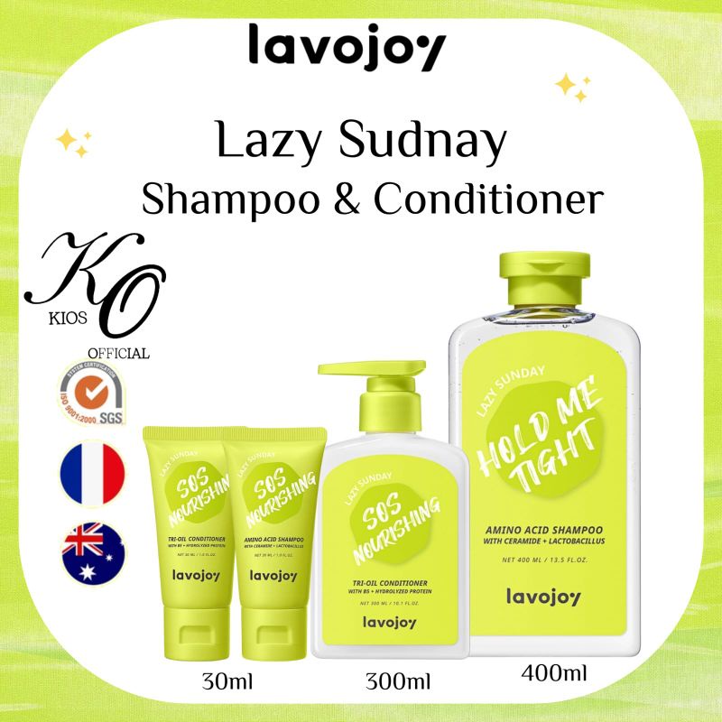 LVJ Lavojoy Hold Me Tight Shampoo Lazy Sunday 400ml | SOS Nourishing Conditioner 300ml &amp; 30ml | Hair Care | Perawatan Rambut