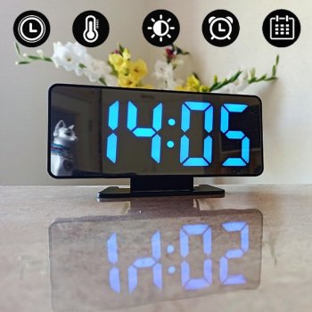 Jam Alarm Jam Meja Digital LED Mirror Clock SONIFER