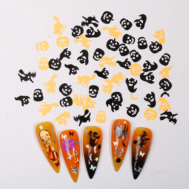 Image of Payet Kuku Motif Hantu / Penyihir / Tengkorak / Laba-Laba / Labu Bahan Plastik Untuk Halloween #6