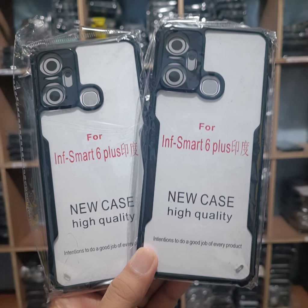 PROMO Paket 4IN1 Case INFINIX SMART 6 PLUS SoftCase Fusion Xundd Free Tempered Glass Layar Warna &amp; Tempered Glass Camera &amp; Garskin Carbon INFINIX SMAT 6 PLUS