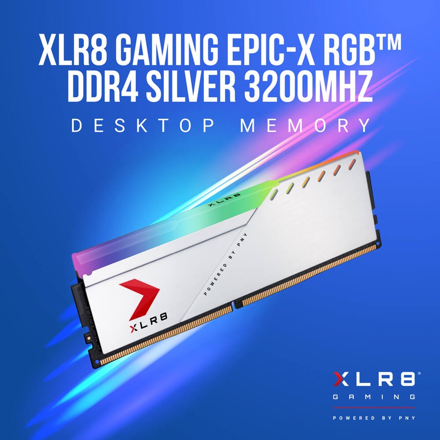 PNY XLR8 RGB Longdimm 16GB Kit (8GBx2) DDR4 3600MHz RAM - Silver