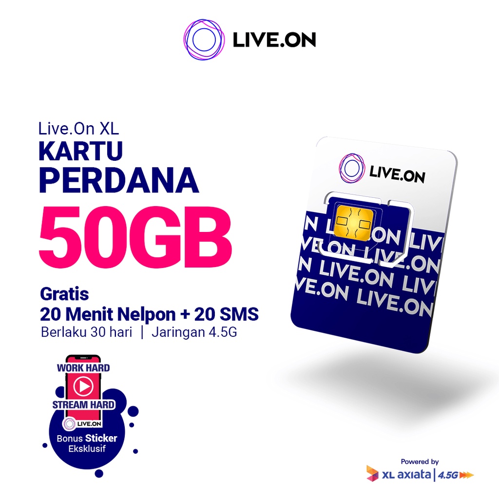 Kartu Perdana Live.On 50GB + Sticker J