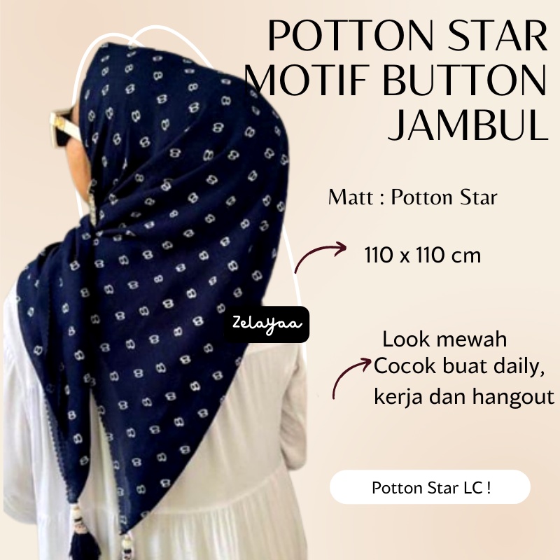 JILBAB POTTON MOTIF BUTTON TASSEL / POMPOM | HIJAB PRINTING POTTON TERBARU