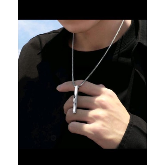 liontin tabung baja monel kalung titanium