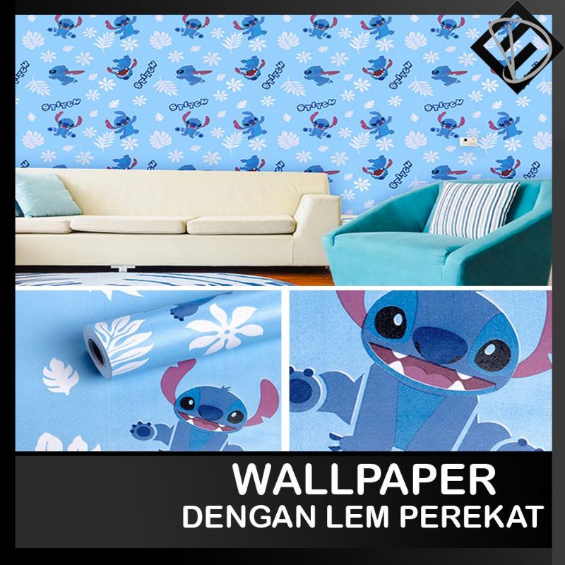 Wallpaper Dinding Stiker Motif Stitch Kartun Anak