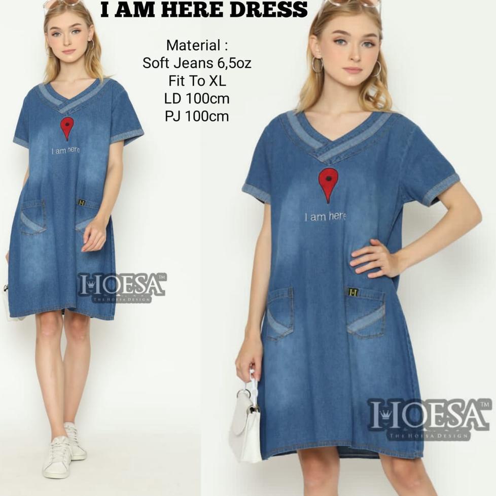 TKL.18Oc22ᴮ ‣ Dress jeans lengan pendek ala korea - dress jeans wanita lengan pendek- dress korean s