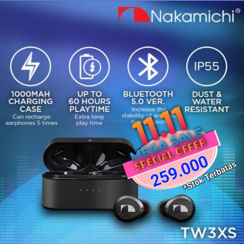 TWS Nakamichi TW-3XS Plus Earphone MY SOLO TW3XS True Wireless Earphones NEP - TW - 3XS - Black