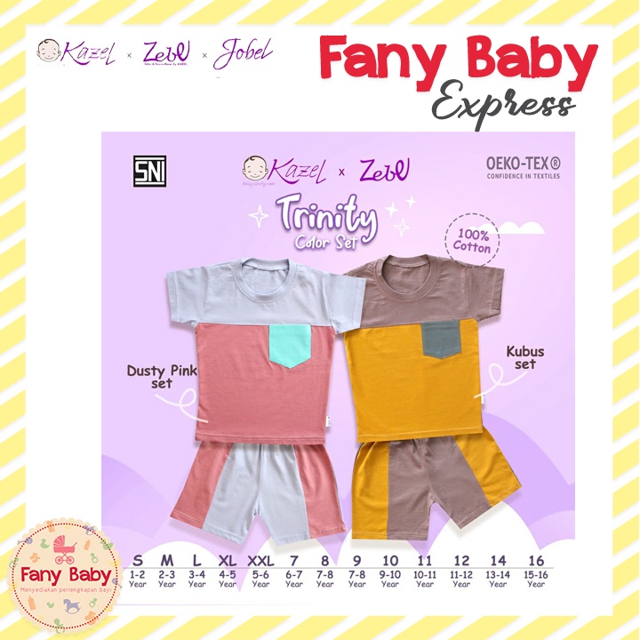 KAZEL TRINITY COLOR SET NEW ISI 1PCS / BAJU BAYI ANAK 1-6 TAHUN [SNI]