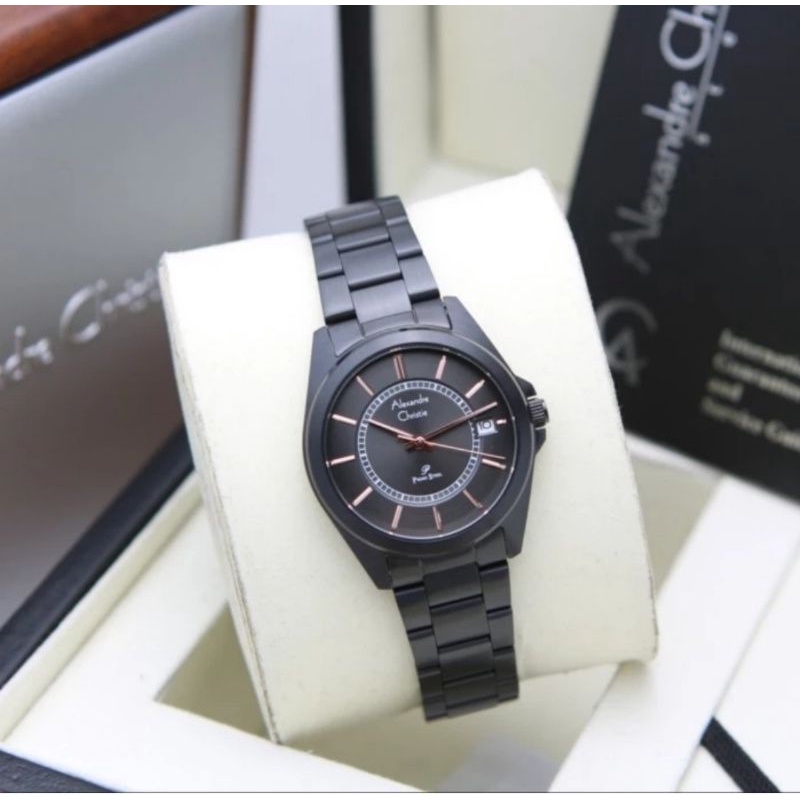 Jam Cewek Alexandre Christie AC1033 Original Black List Rosegold