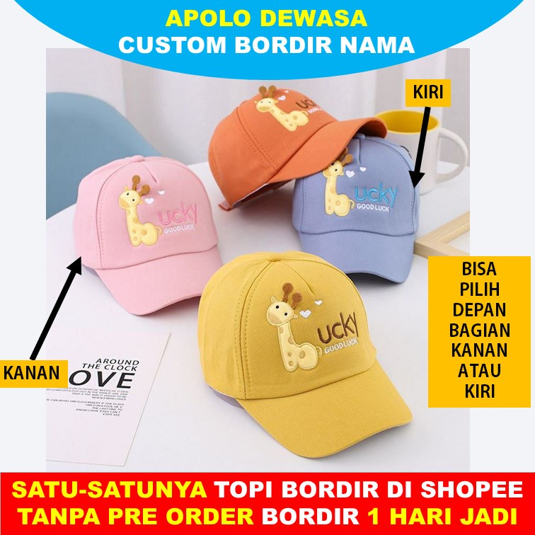 TOPI ANAK Good LUCKY JERAPAH GOODLUCK Free Bordir Nama Anak Umur 2-10 Tahun