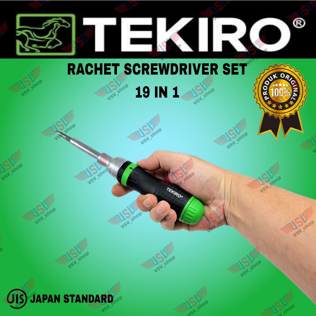 TEKIRO Obeng Set 19 in 1 Obeng Rachet Screwdriver Set 19in1