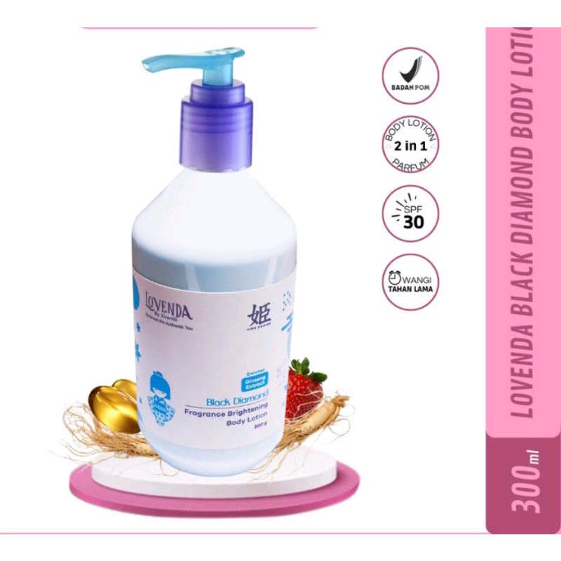 LOVENDA HIME BLACK DIAMOND GINSENG EXTRACT FRAGRANCE BRIGHTENING BODY LOTION 300ML