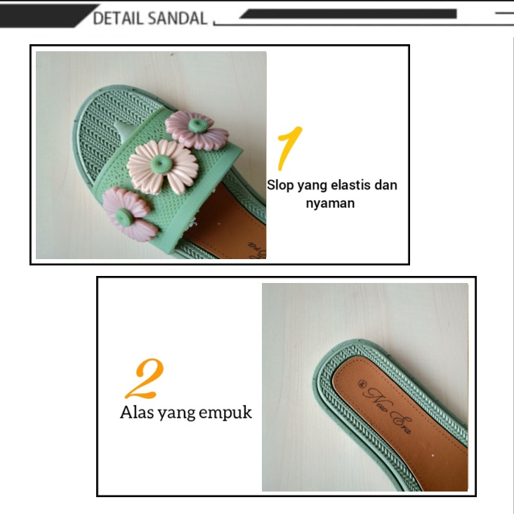 gof NEW ERA LB 12008 SANDAL SELOP KARET Sandal Wanita Slip On Terbaru Santai Sandal Slippers/Flippers Wanita Selop