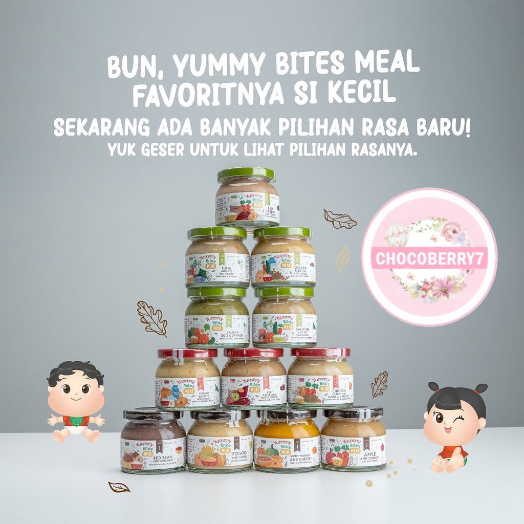 Yummy Bites Meal Step 1 2 3 145gr Jar Kaca MPASI Ready To Eat RTE 145