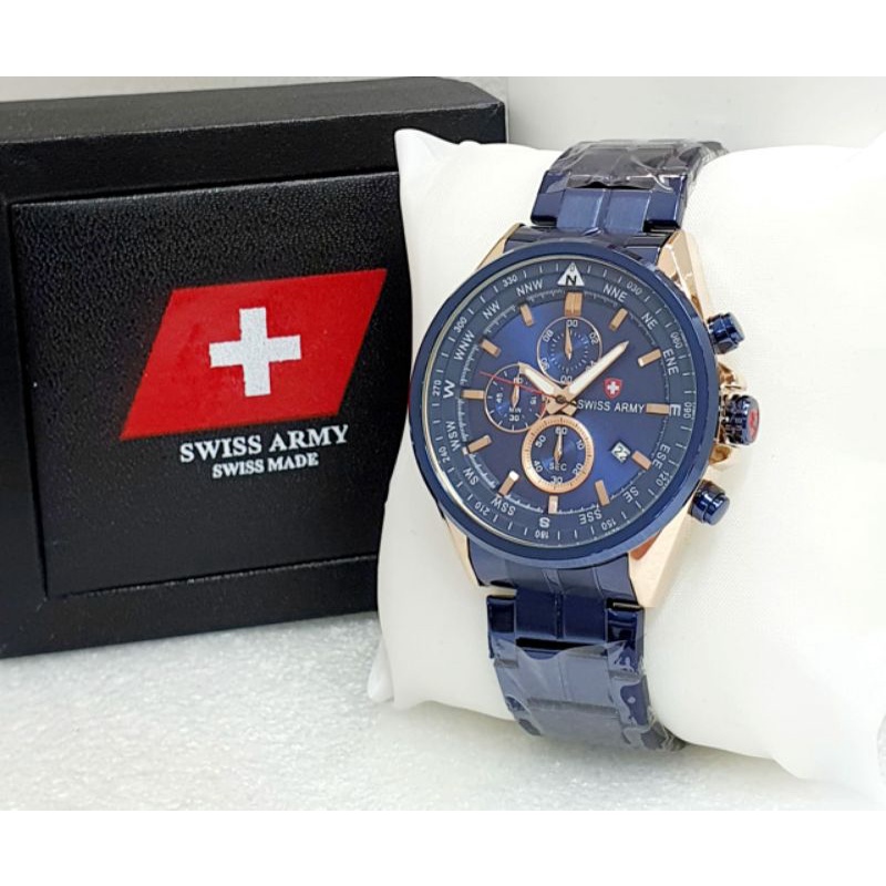 Jam Tangan Swist Army 8679 Pria Stainliss Steel Warna Pilihan Kesukaan