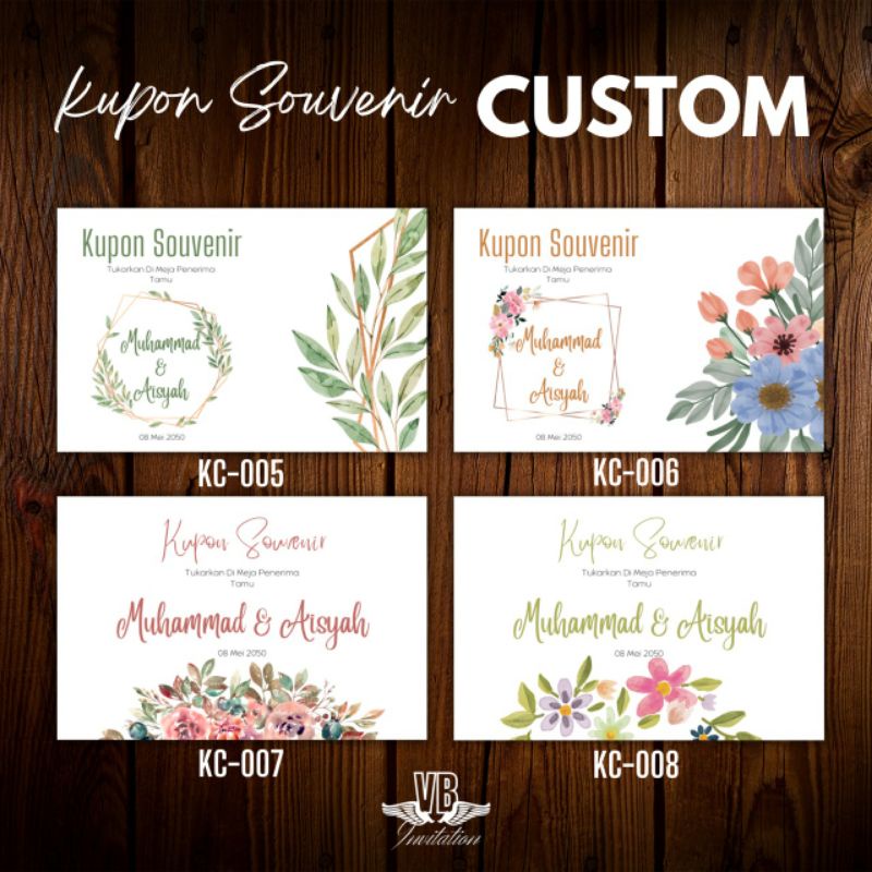 Kupon Pengambilan Souvenir Kartu Penukaran Souvenir Pernikahan Murah Custom Design Elegant