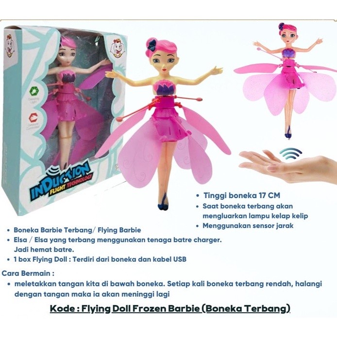 Educate Boneka Terbang Sensor Doll Peri Mainan Anak Flying Barbie