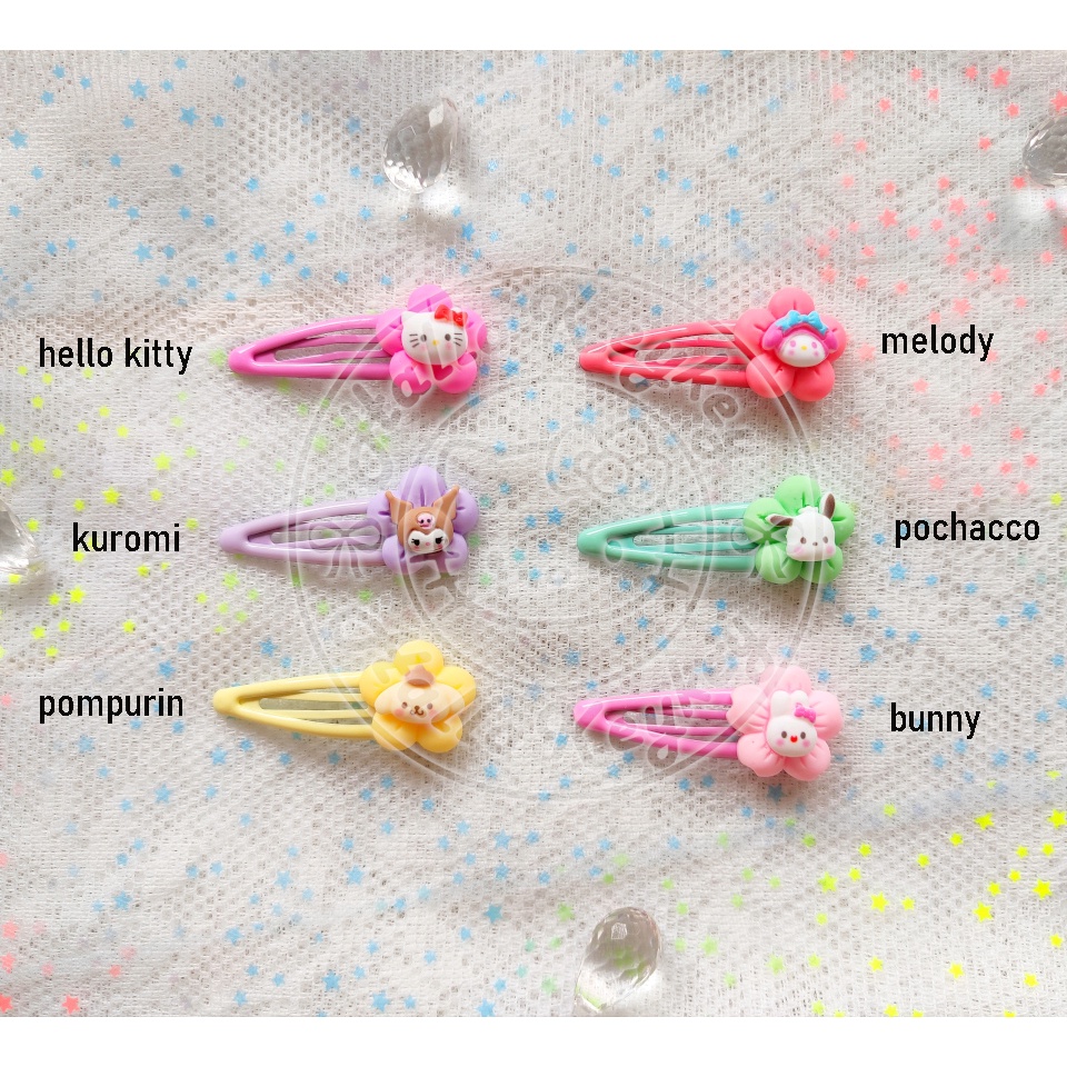 jepit jepitan rambut kitty kuromi pompompurin melody pochacco bunny