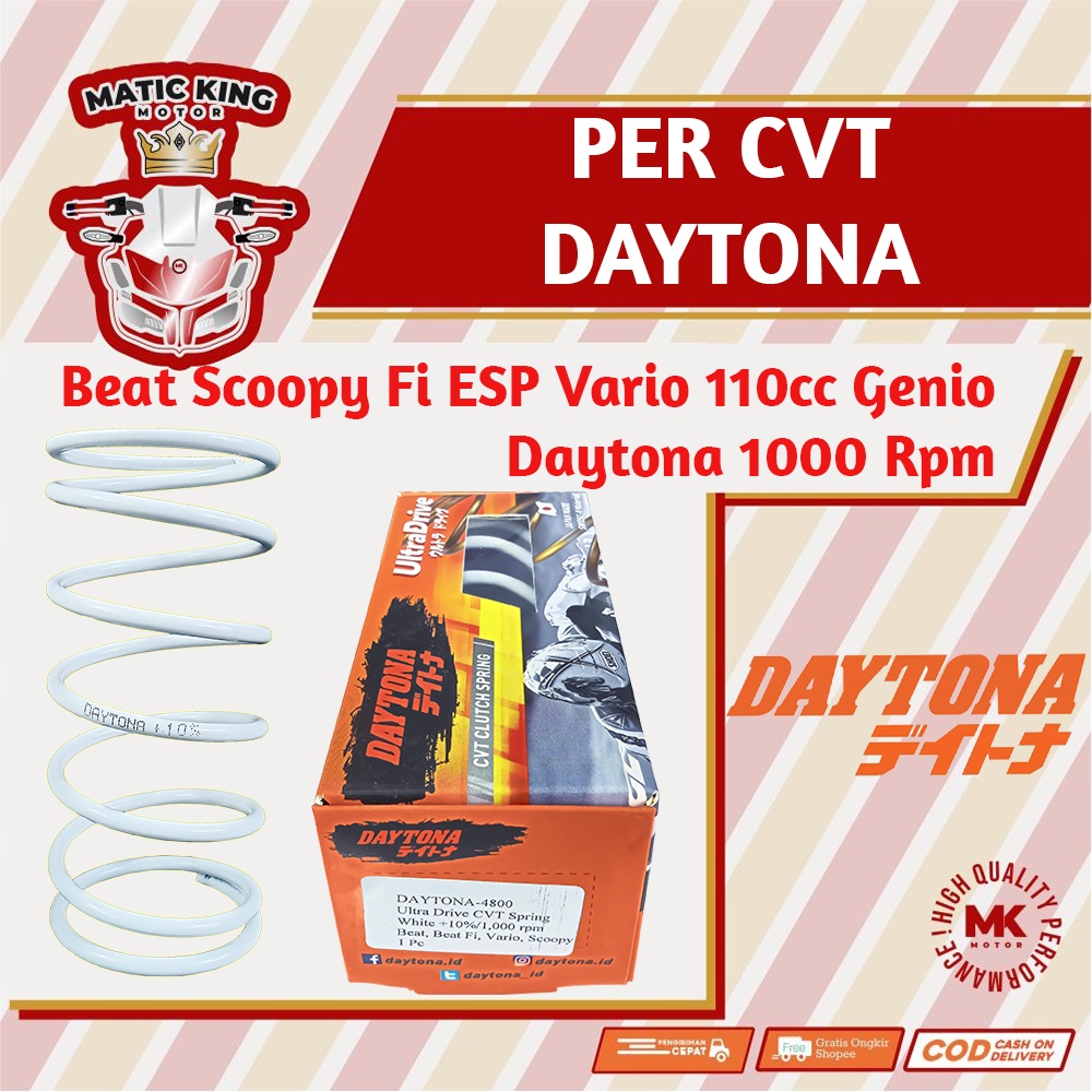 Per CVT Beat Scoopy Vario Genio Deluxe Spacy FI ESP 110 DAYTONA Racing KZL K44  K0J 1000 RPM