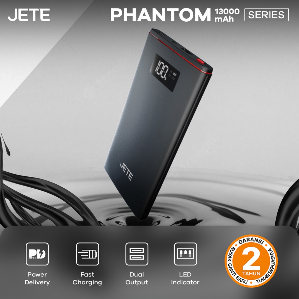 PowerBank 13000 MaH Power Delivery Quick Charge | Fast Charging | Smart IQ Technology 3.0 JETE Phantom - Garansi 2 Tahun