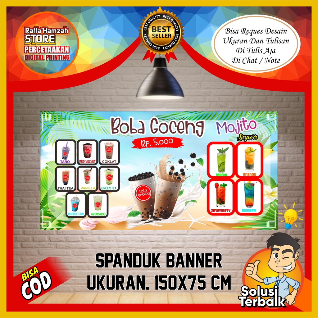 Jual Spanduk Banner Backdrop Boba Spanduk Minuman Boba Ungu Viral Termurah Ukuran 150cmx75cm 8430