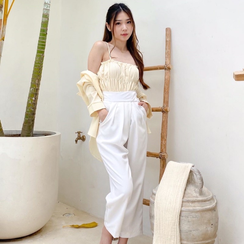 CLAUDE VELCRO HIGHT WAIST PANTS - CULLOTES KOREA LONG PANTS - CELANA KULOT WANITA PREMIUM - CELANA  KERJA PANJANG FORMAL WANITA - FLOWY PANTS - HADIAH ATAU KADO ULTAH CEWEK