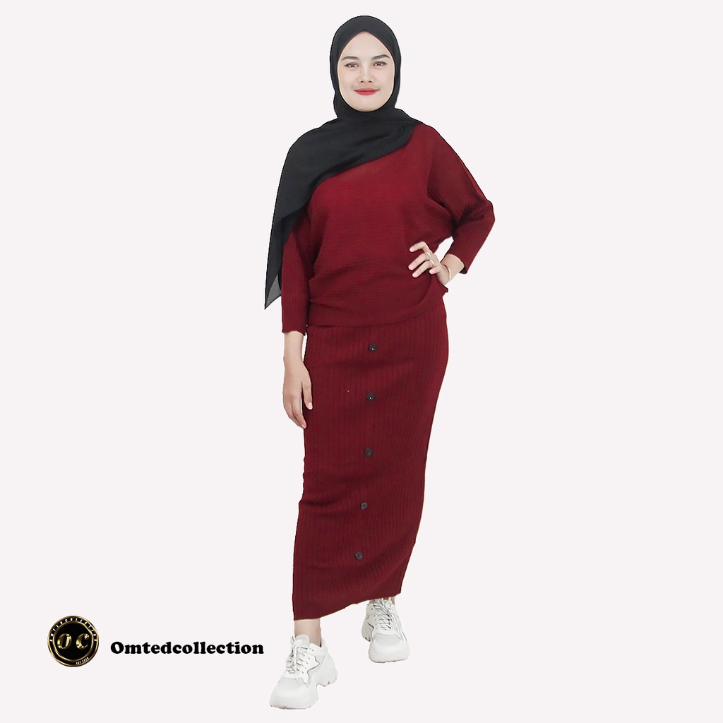 Setelan wanita dewasa / Oneset rajut rok dan sweater bahan premium banyak pilihan warna