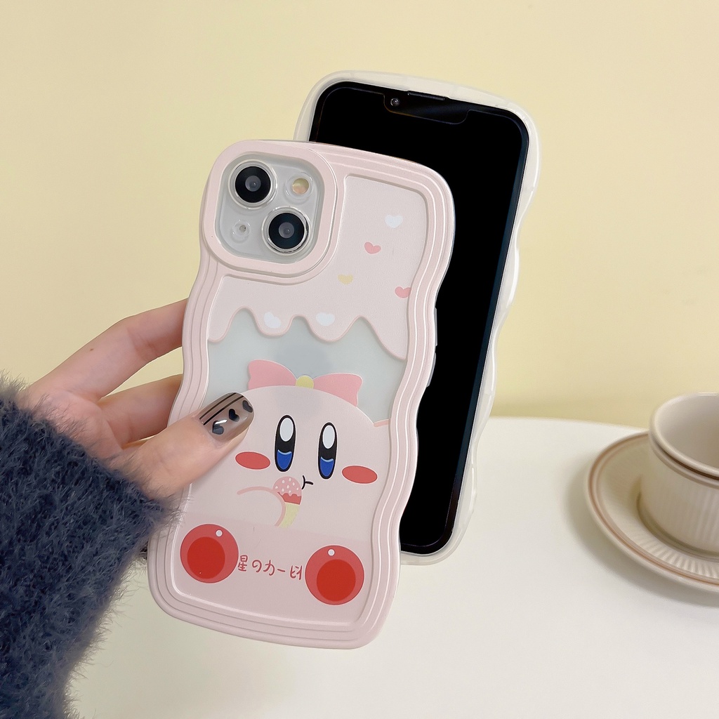 Casing Realme 10 C21Y 9i 9 Pro+7I 8i C35 C30 C33 C15 C12 C25 C25Y C25s 8 8Pro C11 C17 C20 C20A C3 5 5i 6i Kartun Lucu Kirby Wavy Edge Case Shockproof Transprent Soft TPU Cover