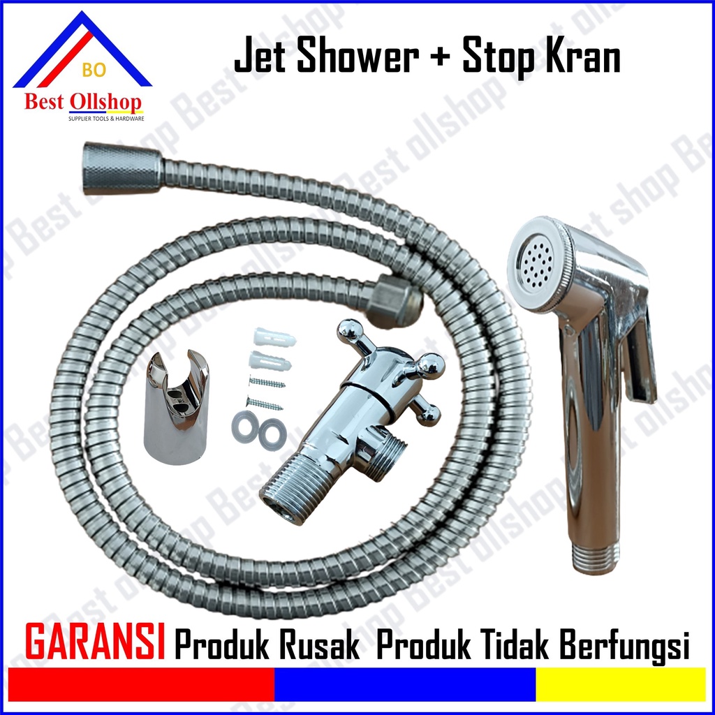 Jet Shower Toilet/Paket Jet Shower Plastik /Paket Jet Shower Stop Kran Keran Closet Krom 1 Set