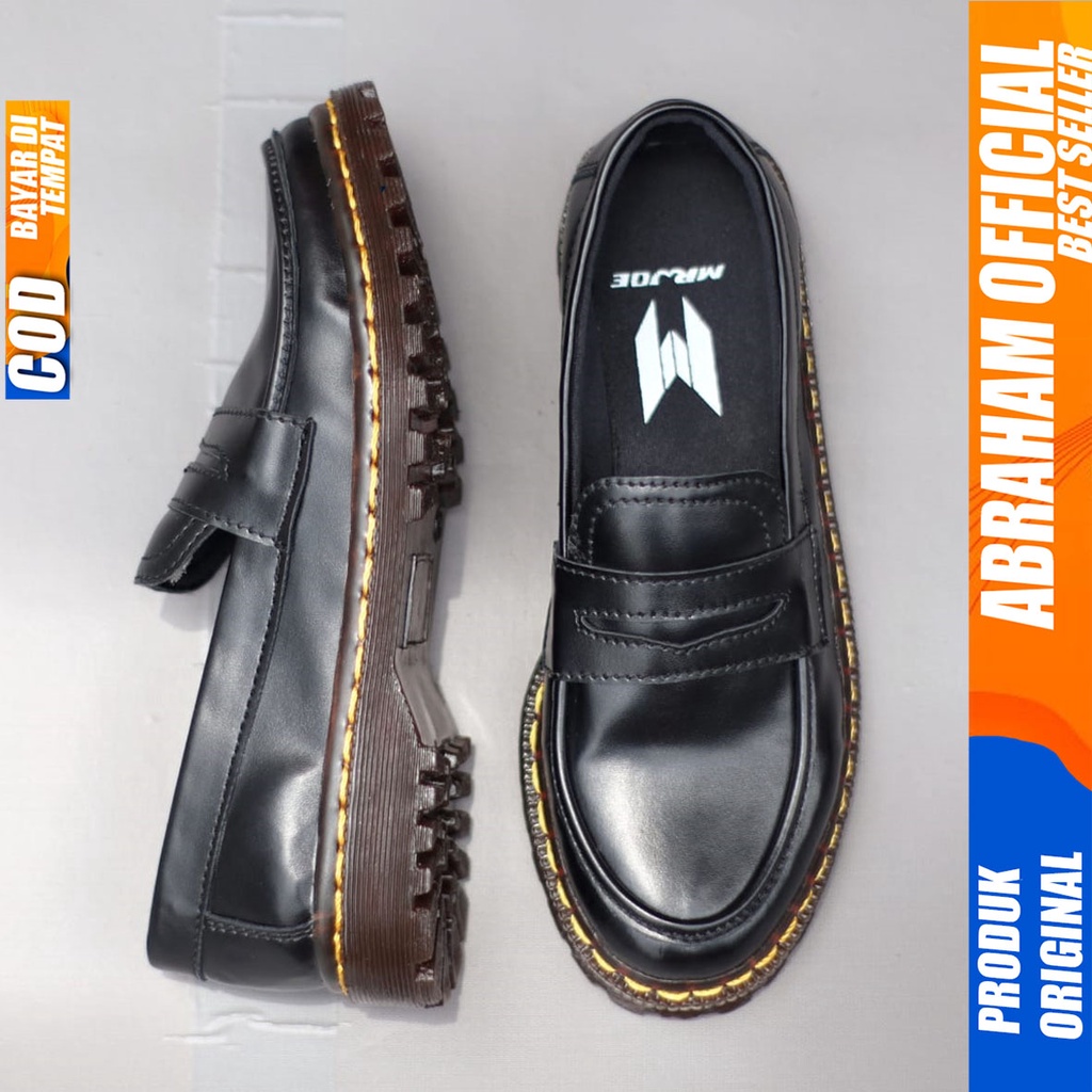 Sepatu Docmart Wanita Loafers Hitam Kekinian Abraham Nurmie