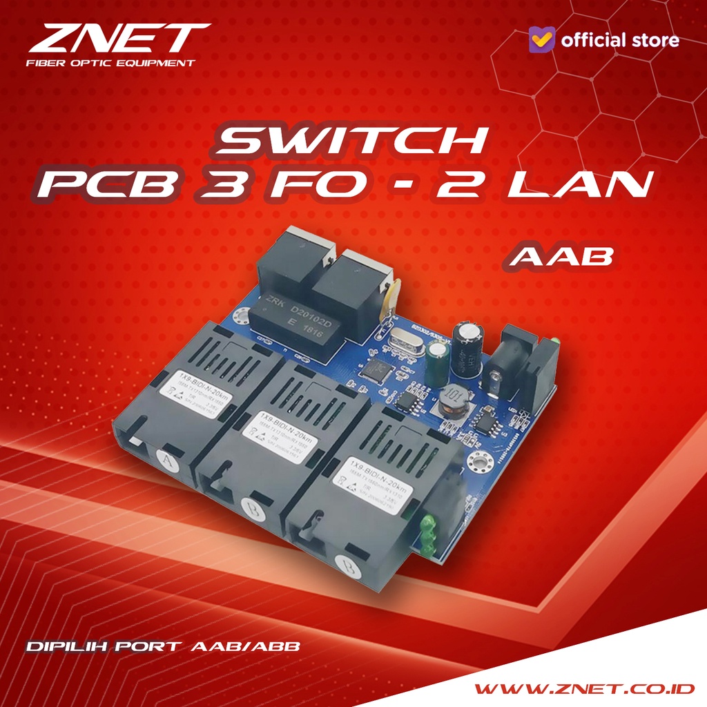 PCB Media Converter 3FO - 2LAN 100 Mbps 3 port FO 2 port LAN board only