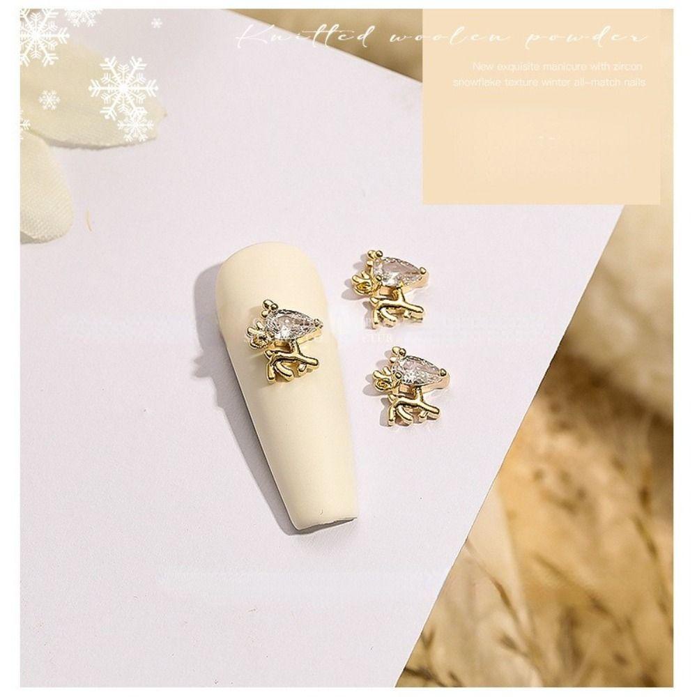 AUGUSTINA Agustina Christmast Nail Charms Wanita Zirkon Desain Kuku Manikur Aksesoris DIY Bahan Bagian Kuku Nail Rhinestones