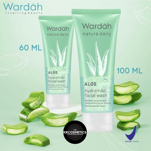 Wardah Nature Daily Aloe Hydramild Facial Wash - Gel pembersih wajah 60 ml 100 ml