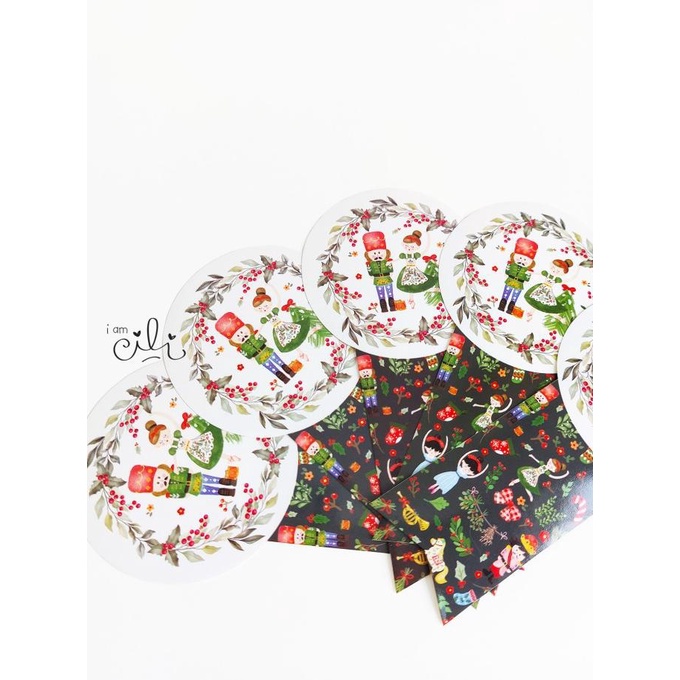 

```````] (SC050) stiker natal PENARI CANTIK untuk toples 250gr (uk 7x14cm)