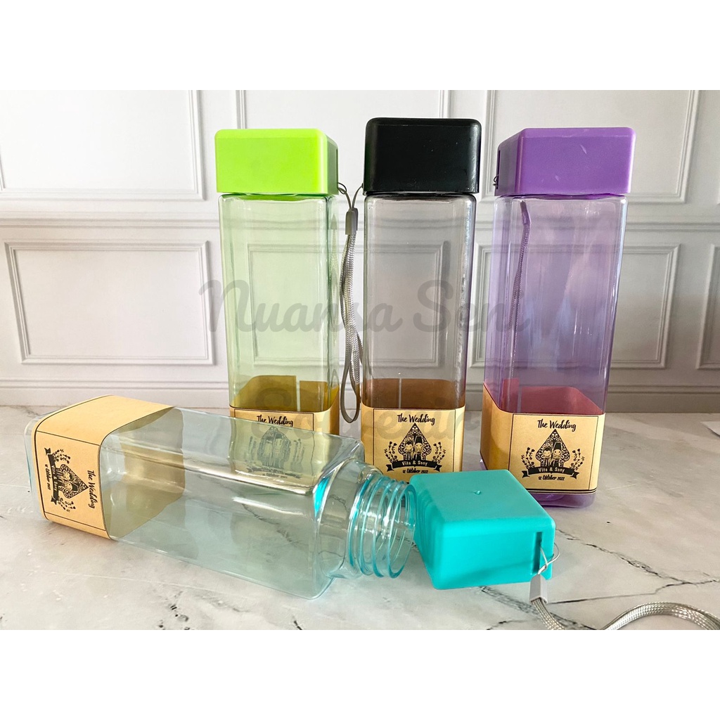 Souvenir Botol Minum 400ml Botol Kotak Plastik Botol My Bottle Plastik Tumbler Infused Water Polos