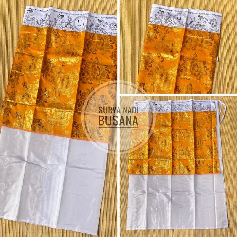Wastra Singapore Pelinggih Bali Putih Kuning empat meter | Wastra Sabuk Wayang | Putih Kuning Murah 