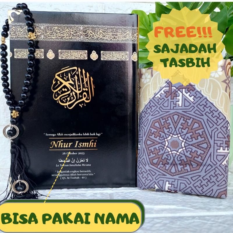 alquran  quran paket sajadah tasbih bisa untuk mahar dan hadiah custom nama custom cover ganti warna