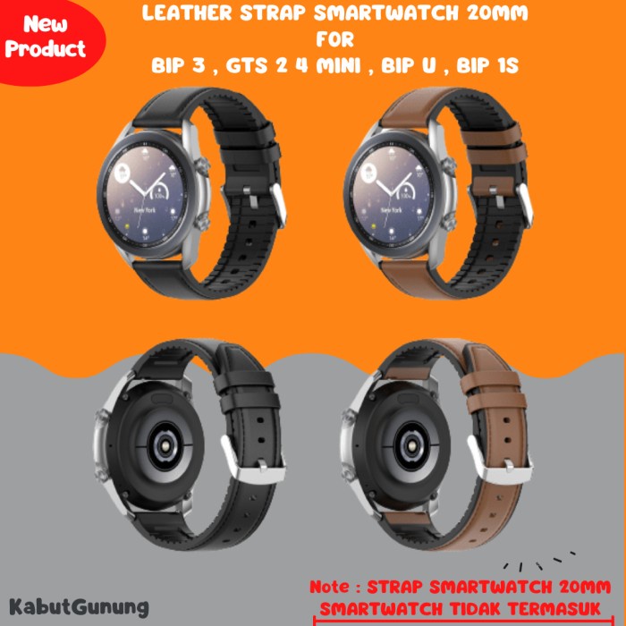 Leather Strap Smartwatch 20mm For GTS 2 3 GTS 4 MINI BIP 3 BIP U GTS 4