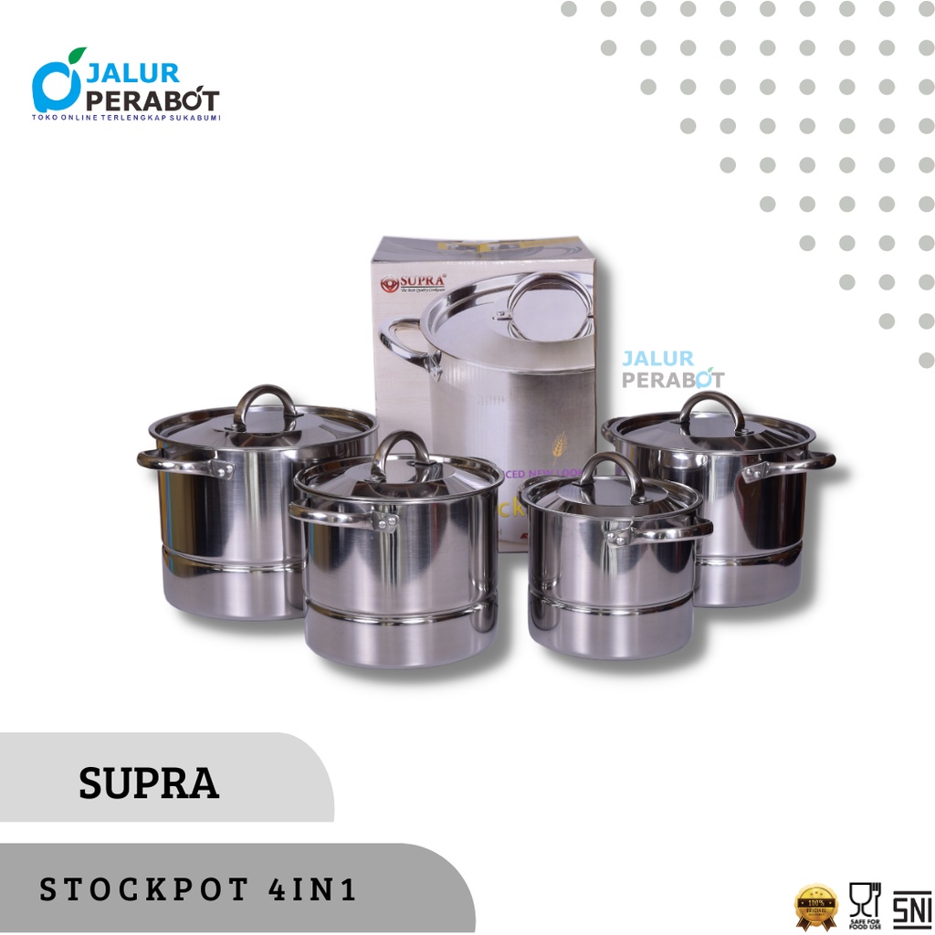 SUPRA Panci Stockpot Steamer Supra 4in1/ panci kukus / tutup stainless steel