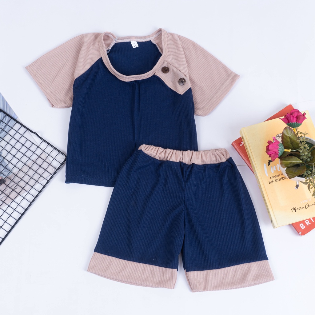 IL - Setelan Anak Laki Laki Rei Rib Button / Set Anak Button Earth Tone