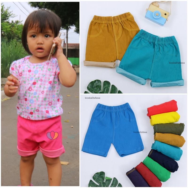 Short Jegging Kids uk 3-4 Tahun / Celana Pendek Anak Laki Perempuan Pants Jeans Tebal Polos Murah