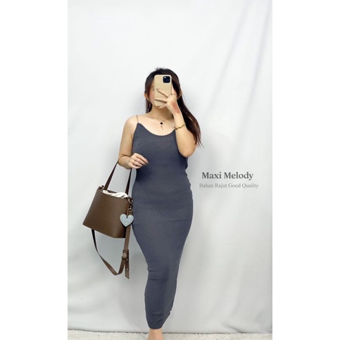 MDLV ~ Maxi Melody Rajut Dress maxi Dress Rantai Dress Bodycon Rajut Fashion Wanita