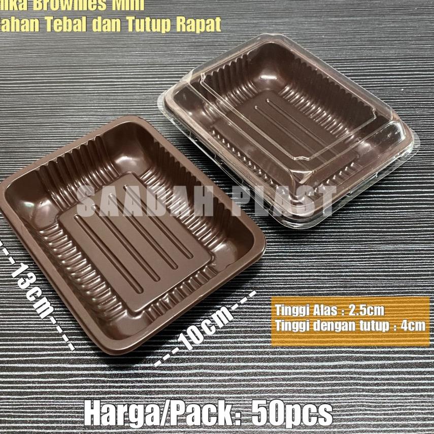 KIRIM HARI INI (ISI 50) Mika Brownies Mini Kecil / Kotak Puding Bronis Kue Tart - WARNA COKLAT (ART.
