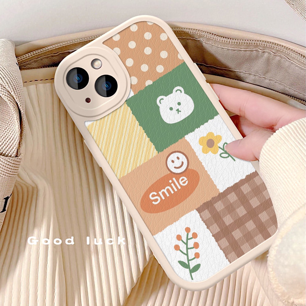 Case Pelindung Lensa Bentuk Bulat Motif Beruang Bunga Bahan Silikon Untuk iPhone 11 / 13 14 Pro Max 11 12 Pro Max 7 8 14 Plus X XS Max XR SE 2020 2022