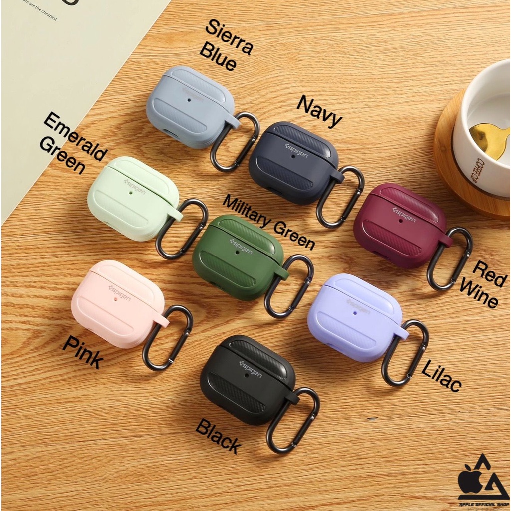 Case Airpods Spigen Rugged Armor Airpods Gen 1 2 3 PRO  Carbon Karbon Silikon Silicone Earpods Inpods Earphone Softcase Pouch Motif Keren Karakter Cartoon