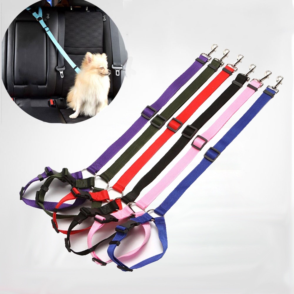 Tali Sabuk Pengaman Hewan di Mobil / Pet Seatbelt Car 2 Fungsi - Nylon