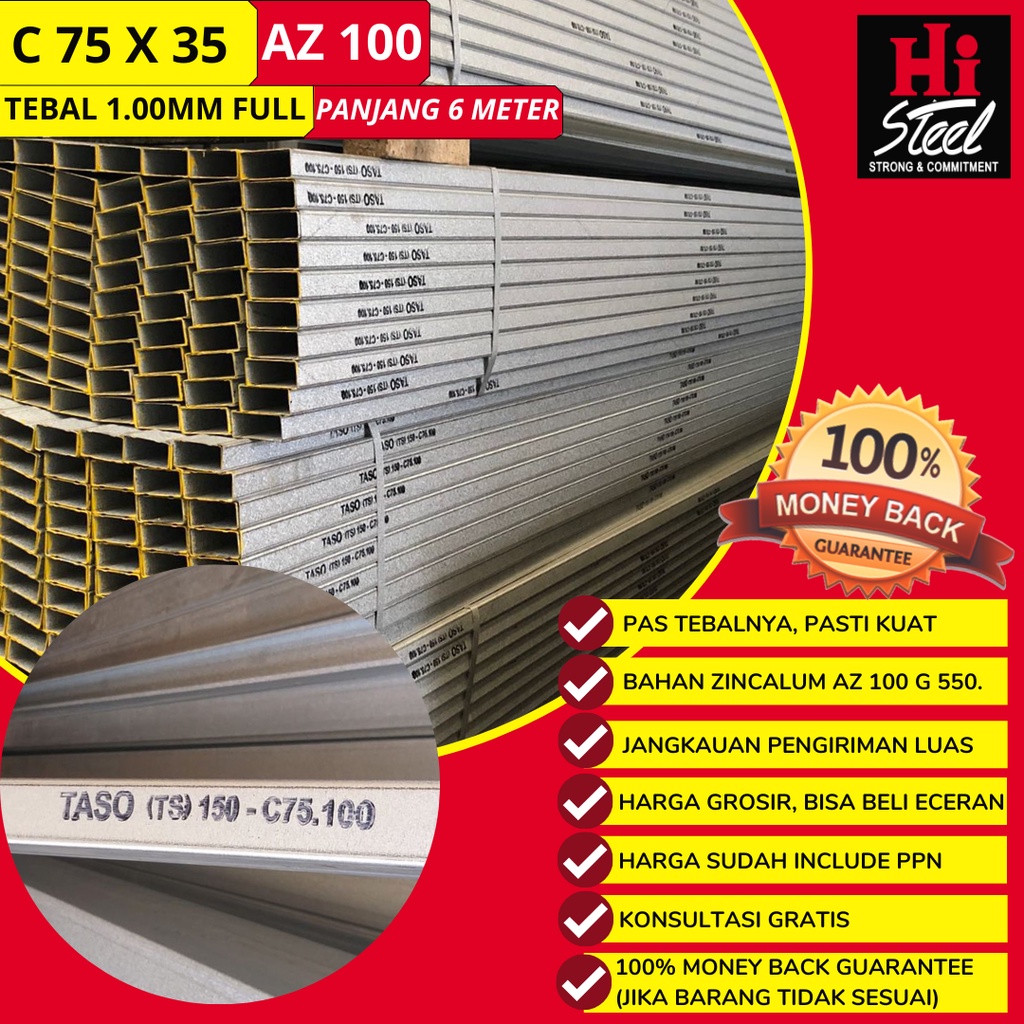 Promo Taso Baja Ringan / C Galvalum / Rangka Atap / Kaso Baja Ringan