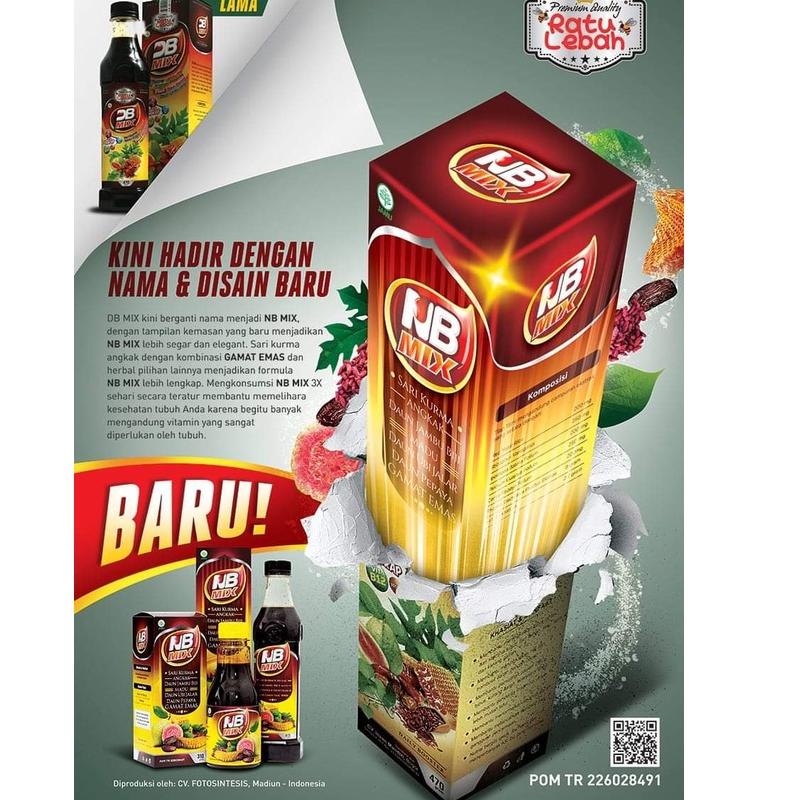 

Harga Bagus--Sari Kurma Madu Angkak plus Daun Ubi Jalar NB MIX RATU LEBAH 470 gram / DB MIX Kemasan Baru