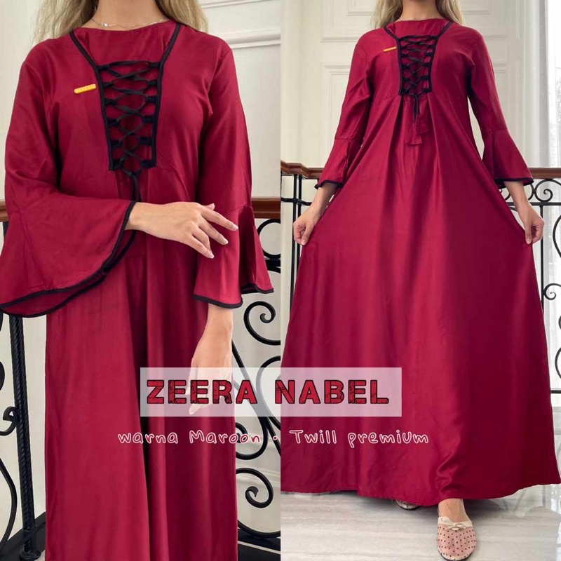 Daster Arab Zeera NABEL Long Dress Gamis Twill Premium