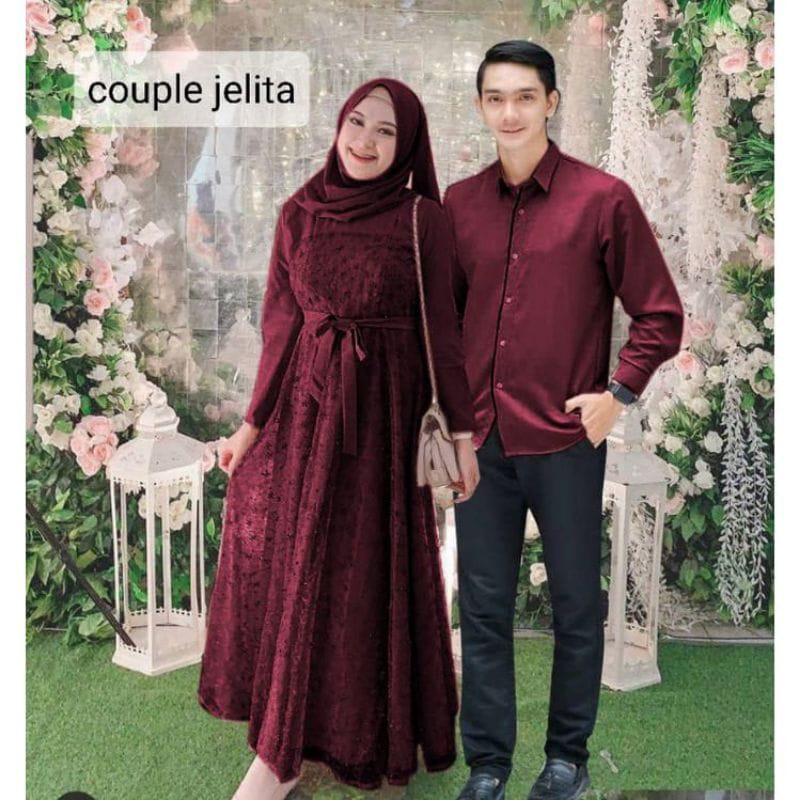 BJ - COUPLE JELITA KEMEJA PANJANG / UKURAN GAMIS ALLSIZE LD 100CM KEMEJA L , XL / GAMIS Bahan Moscrepe Kombi Tile / KEMEJA PRIA LENGAN PANJANG / GAMIS COUPLE KEMEJA / GAMIS KONDANGAN COUPLE KEMEJA LENGAN PANJANG / GAMIS PESTA